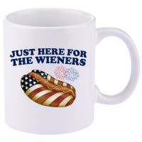 Just Here For The Wieners 4th Of July 11oz C Handle Ceramic Mug