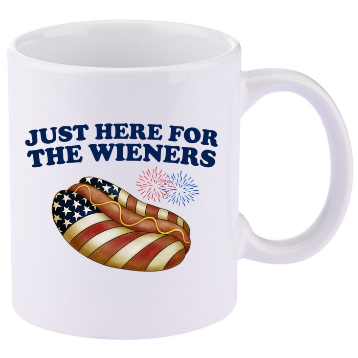 Just Here For The Wieners 4th Of July 11oz C Handle Ceramic Mug