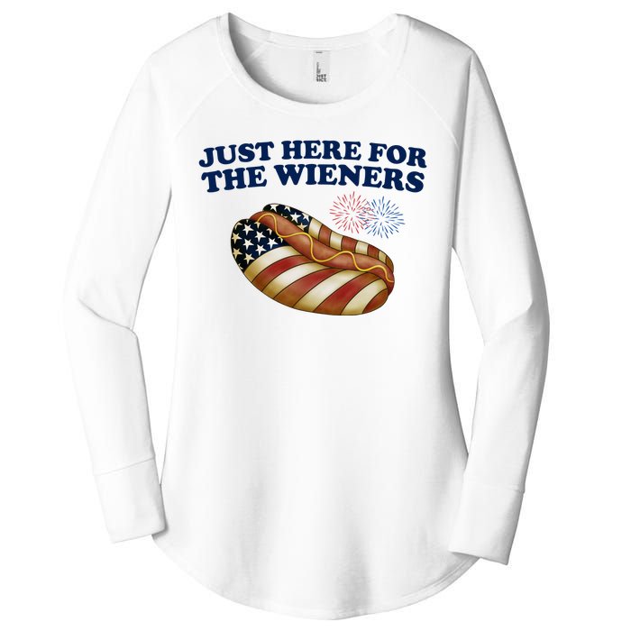 Just Here For The Wieners 4th Of July Women's Perfect Tri Tunic Long Sleeve Shirt