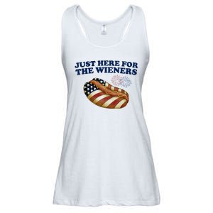 Just Here For The Wieners 4th Of July Ladies Essential Flowy Tank