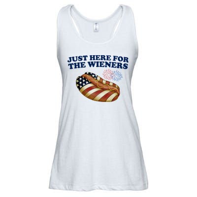 Just Here For The Wieners 4th Of July Ladies Essential Flowy Tank