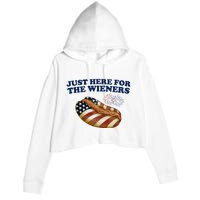 Just Here For The Wieners 4th Of July Crop Fleece Hoodie