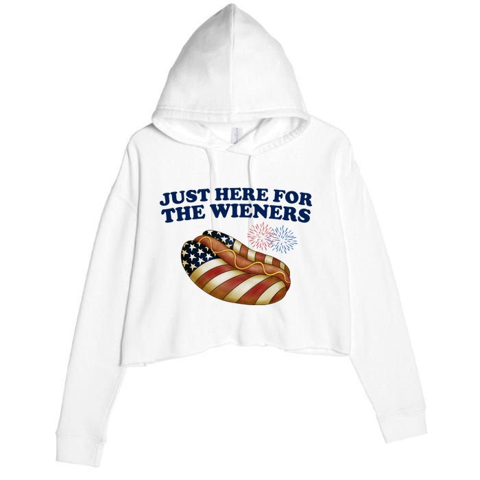 Just Here For The Wieners 4th Of July Crop Fleece Hoodie