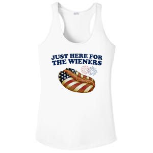 Just Here For The Wieners 4th Of July Ladies PosiCharge Competitor Racerback Tank