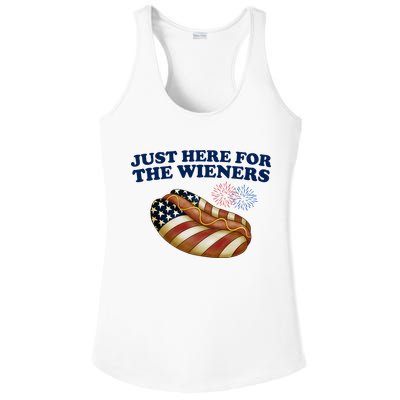 Just Here For The Wieners 4th Of July Ladies PosiCharge Competitor Racerback Tank