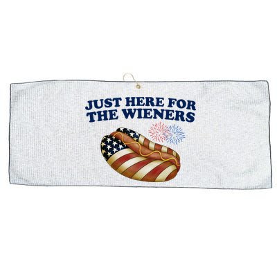 Just Here For The Wieners 4th Of July Large Microfiber Waffle Golf Towel