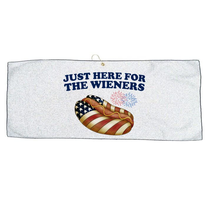 Just Here For The Wieners 4th Of July Large Microfiber Waffle Golf Towel