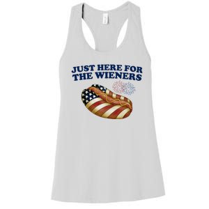 Just Here For The Wieners 4th Of July Women's Racerback Tank