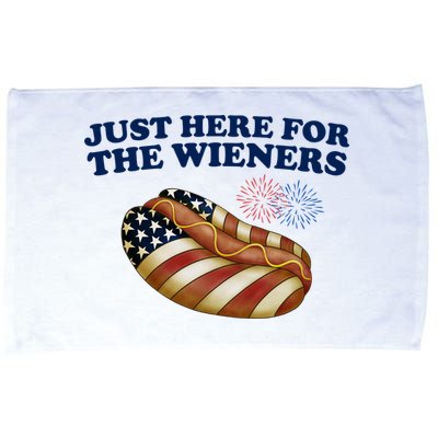 Just Here For The Wieners 4th Of July Microfiber Hand Towel