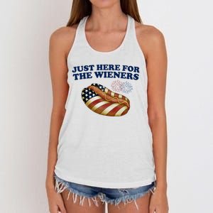 Just Here For The Wieners 4th Of July Women's Knotted Racerback Tank