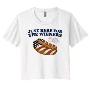 Just Here For The Wieners 4th Of July Women's Crop Top Tee