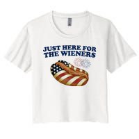 Just Here For The Wieners 4th Of July Women's Crop Top Tee