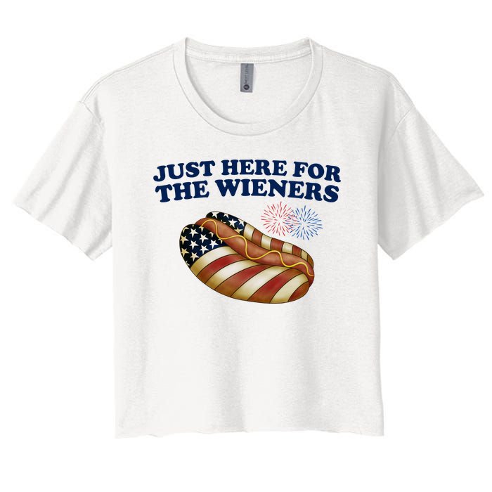 Just Here For The Wieners 4th Of July Women's Crop Top Tee