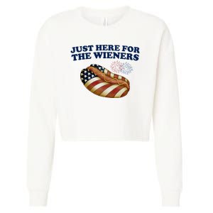 Just Here For The Wieners 4th Of July Cropped Pullover Crew