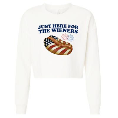 Just Here For The Wieners 4th Of July Cropped Pullover Crew
