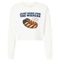 Just Here For The Wieners 4th Of July Cropped Pullover Crew