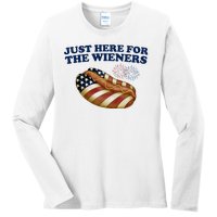 Just Here For The Wieners 4th Of July Ladies Long Sleeve Shirt