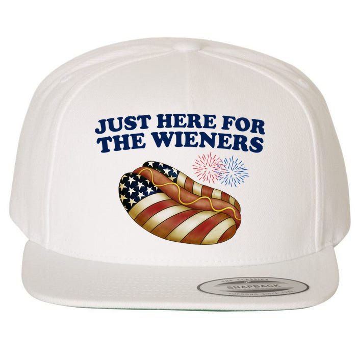 Just Here For The Wieners 4th Of July Wool Snapback Cap