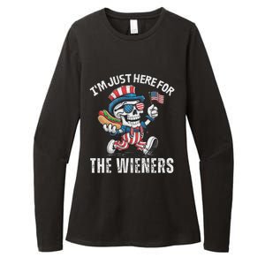 Just Here For The Wieners Funny 4th Of July Hot Dog Skeleton Womens CVC Long Sleeve Shirt