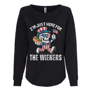 Just Here For The Wieners Funny 4th Of July Hot Dog Skeleton Womens California Wash Sweatshirt