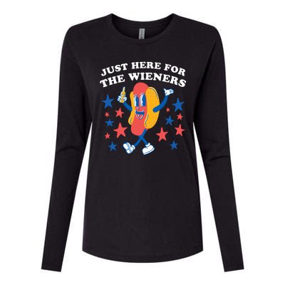 I'm Just Here For The Wieners 4th Of July Shirts Womens Cotton Relaxed Long Sleeve T-Shirt