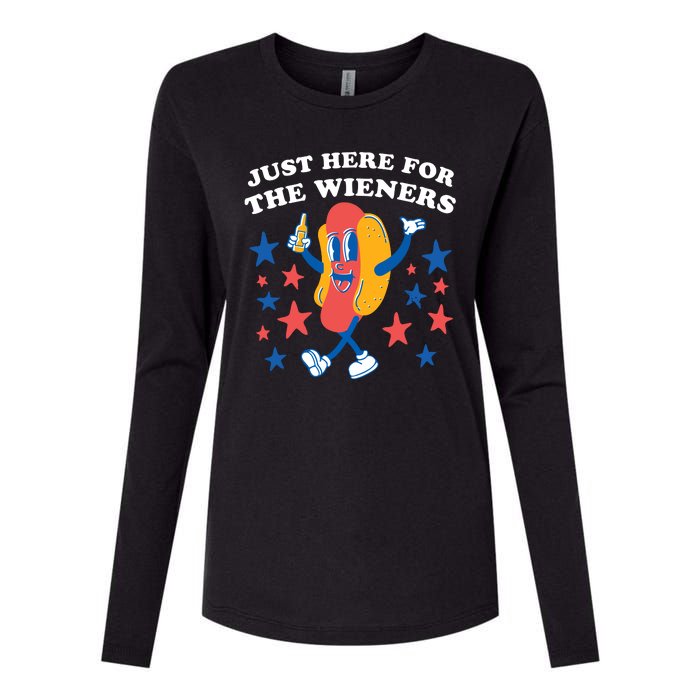 I'm Just Here For The Wieners 4th Of July Shirts Womens Cotton Relaxed Long Sleeve T-Shirt