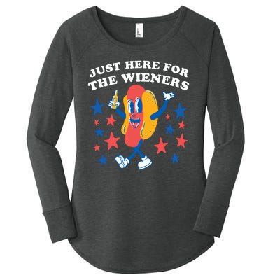 I'm Just Here For The Wieners 4th Of July Shirts Women's Perfect Tri Tunic Long Sleeve Shirt