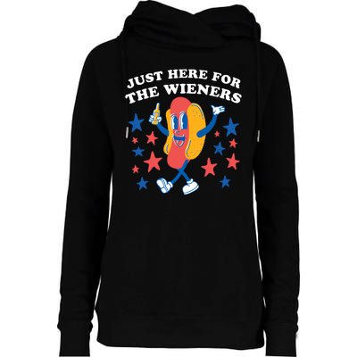 I'm Just Here For The Wieners 4th Of July Shirts Womens Funnel Neck Pullover Hood