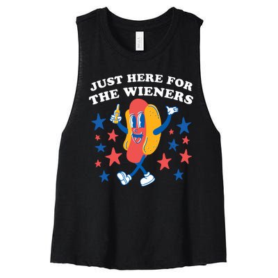 I'm Just Here For The Wieners 4th Of July Shirts Women's Racerback Cropped Tank