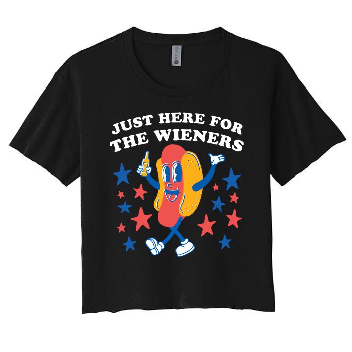 I'm Just Here For The Wieners 4th Of July Shirts Women's Crop Top Tee