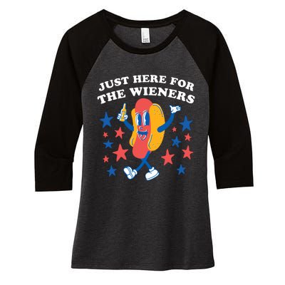 I'm Just Here For The Wieners 4th Of July Shirts Women's Tri-Blend 3/4-Sleeve Raglan Shirt