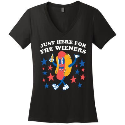 I'm Just Here For The Wieners 4th Of July Shirts Women's V-Neck T-Shirt