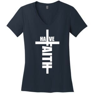 Jesus Have Faith Women's V-Neck T-Shirt