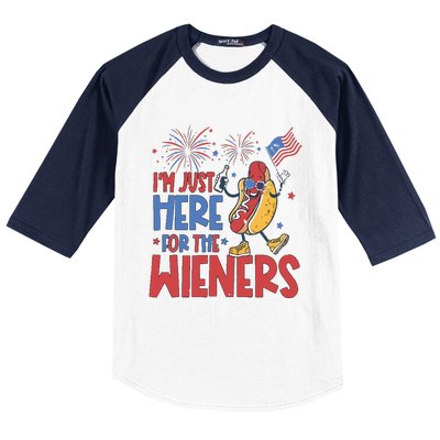 Just Here For The Wieners Baseball Sleeve Shirt