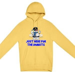 Just Here For The Donuts Funny Humor Premium Pullover Hoodie