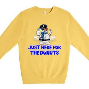 Just Here For The Donuts Funny Humor Premium Crewneck Sweatshirt