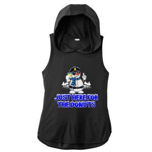 Just Here For The Donuts Funny Humor Ladies PosiCharge Tri-Blend Wicking Draft Hoodie Tank