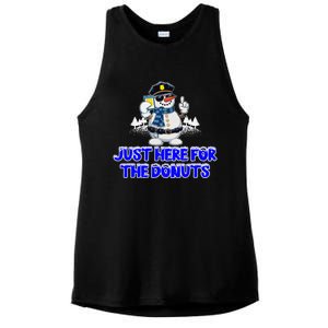 Just Here For The Donuts Funny Humor Ladies PosiCharge Tri-Blend Wicking Tank