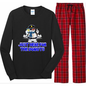 Just Here For The Donuts Funny Humor Long Sleeve Pajama Set