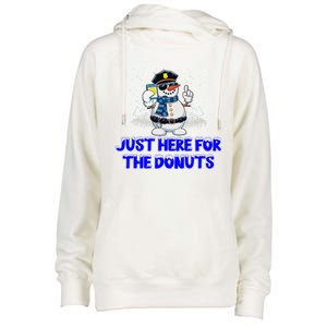 Just Here For The Donuts Funny Humor Womens Funnel Neck Pullover Hood