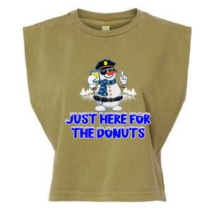 Just Here For The Donuts Funny Humor Garment-Dyed Women's Muscle Tee