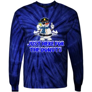 Just Here For The Donuts Funny Humor Tie-Dye Long Sleeve Shirt