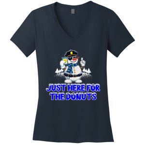 Just Here For The Donuts Funny Humor Women's V-Neck T-Shirt