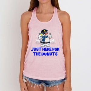 Just Here For The Donuts Funny Humor Women's Knotted Racerback Tank