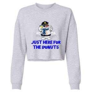 Just Here For The Donuts Funny Humor Cropped Pullover Crew