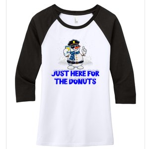 Just Here For The Donuts Funny Humor Women's Tri-Blend 3/4-Sleeve Raglan Shirt