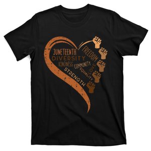 Juneteenth Heart Fists Black History Melanin T-Shirt