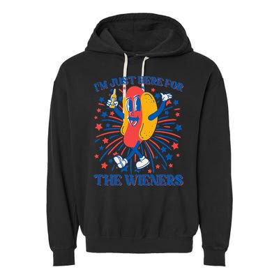 Just Here For The Wieners Hot Dog 4th Of July Garment-Dyed Fleece Hoodie