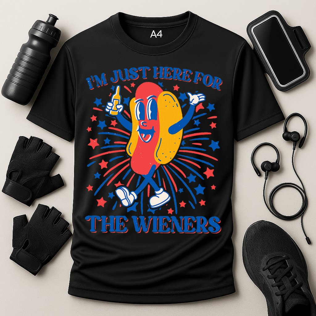 Just Here For The Wieners Hot Dog 4th Of July Performance Shirt
