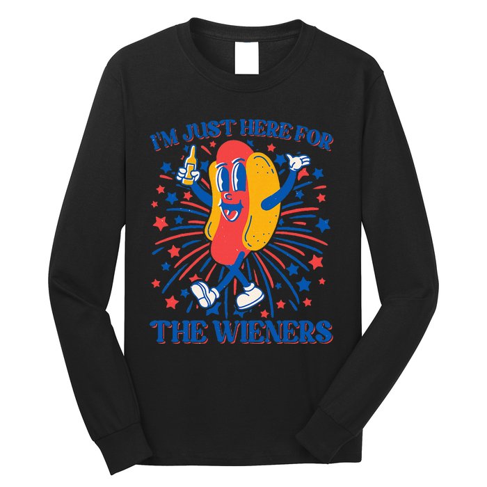 Just Here For The Wieners Hot Dog 4th Of July Long Sleeve Shirt